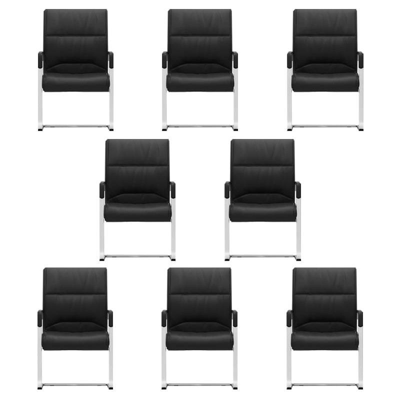 Mid Back Task Chair Black / Orange Fixed Arm Office Chair with Metal Base