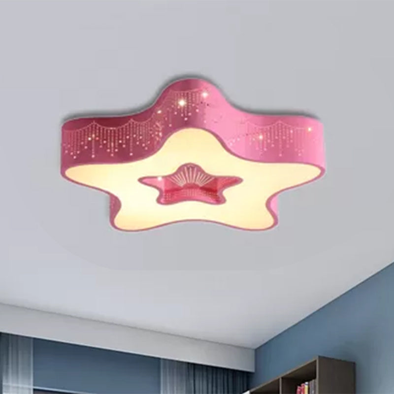 Lampada da soffitto a LED moderna Macaron Loft a forma di stella cava in metallo acrilico per camera da letto per bambini