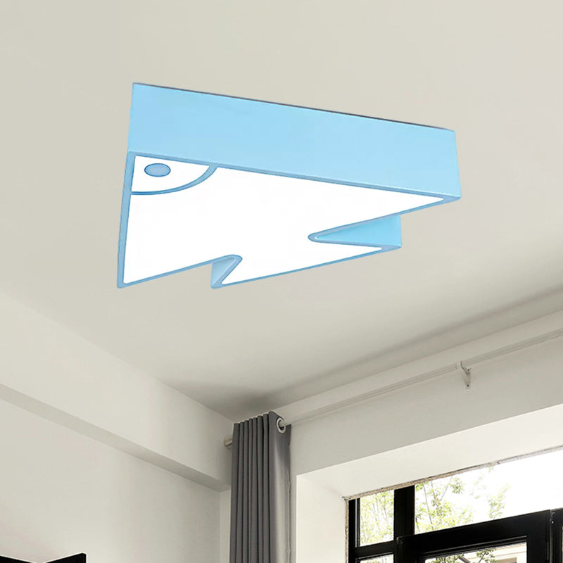 Cartoon Triangle Fish Ceiling Lamp Acrylic LED Flush Mount Light for Child Bedroom Living Room