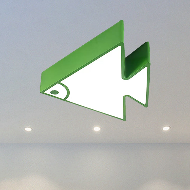 Cartoon Triangle Fish Ceiling Lamp Acrylic LED Flush Mount Light for Child Bedroom Living Room