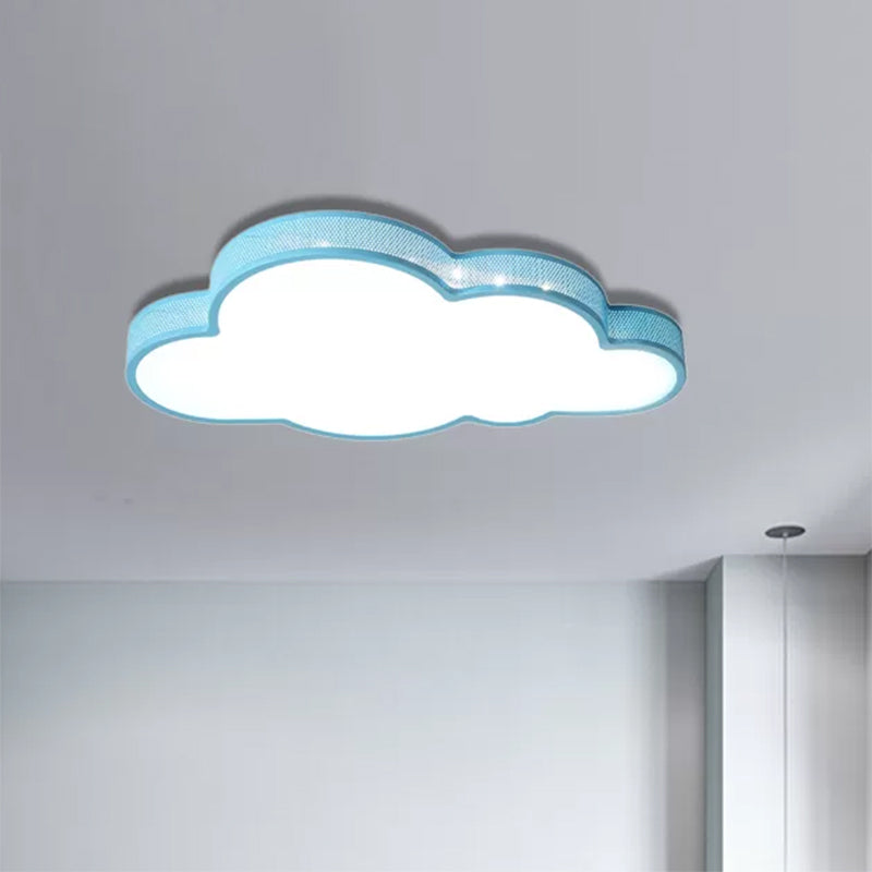 Macaron Perforated Cloud Ceiling Lamp Metal and Acrylic Undertint LED Flush Mount Light for Hallway