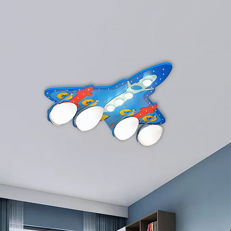 Lámpara de techo de montaje empotrado de dibujos animados avión 4 bombillas lámpara de techo de metal para dormitorio