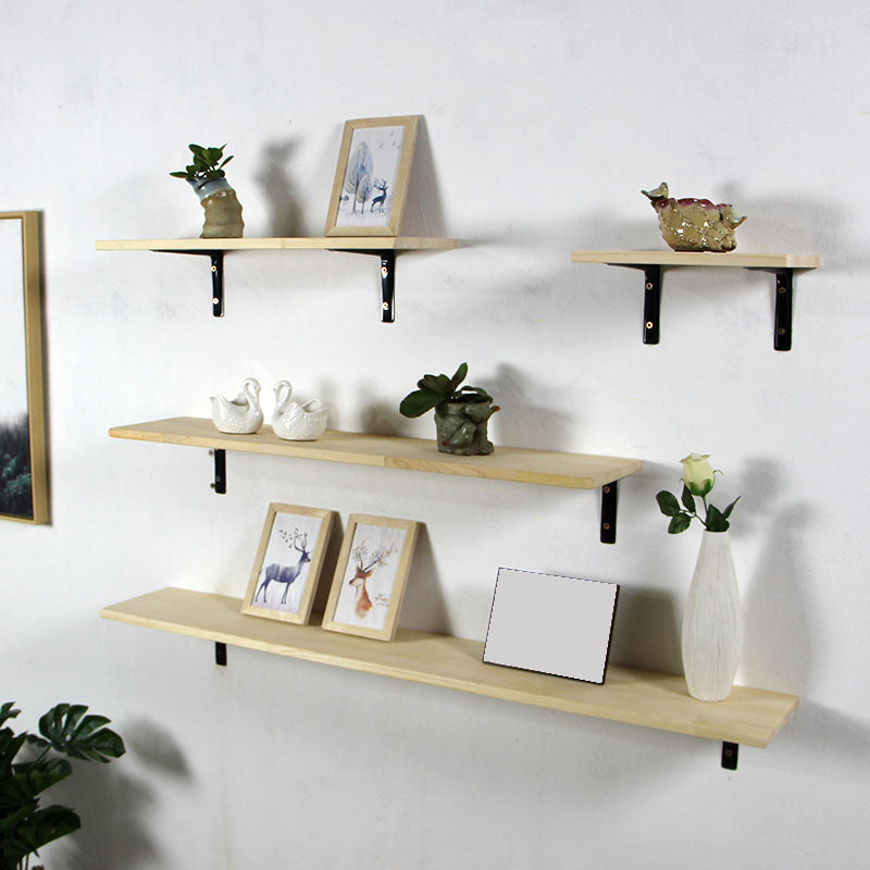 1 Shelf Floating Bookcase Natural Wood Closed Back Bookshelf