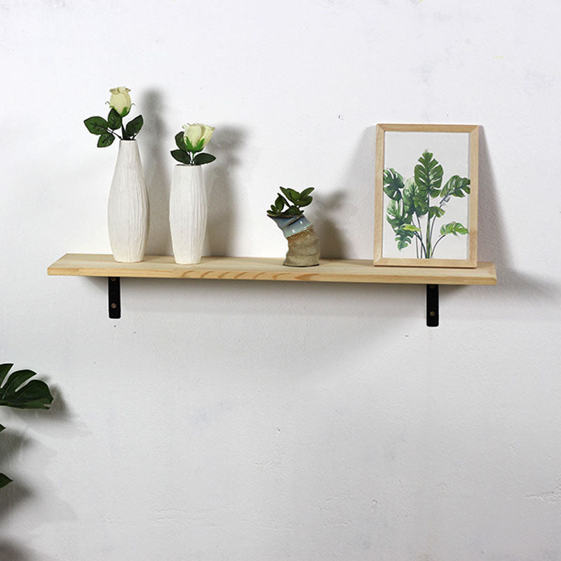 1 Shelf Floating Bookcase Natural Wood Closed Back Bookshelf
