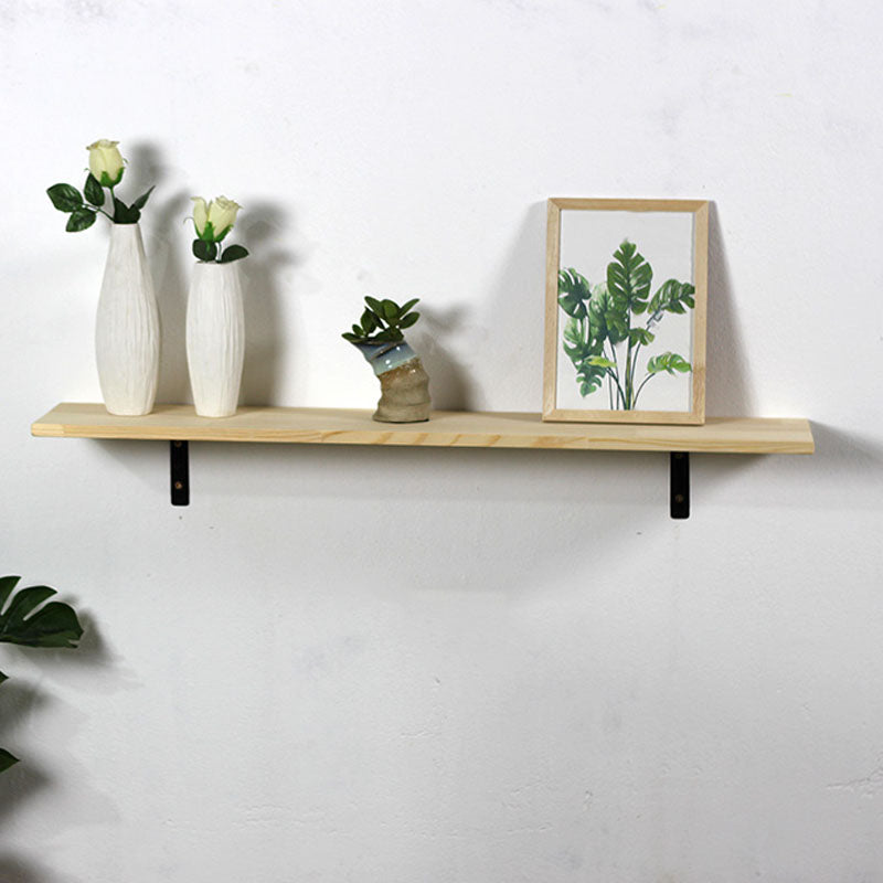 1 Shelf Floating Bookcase Natural Wood Closed Back Bookshelf