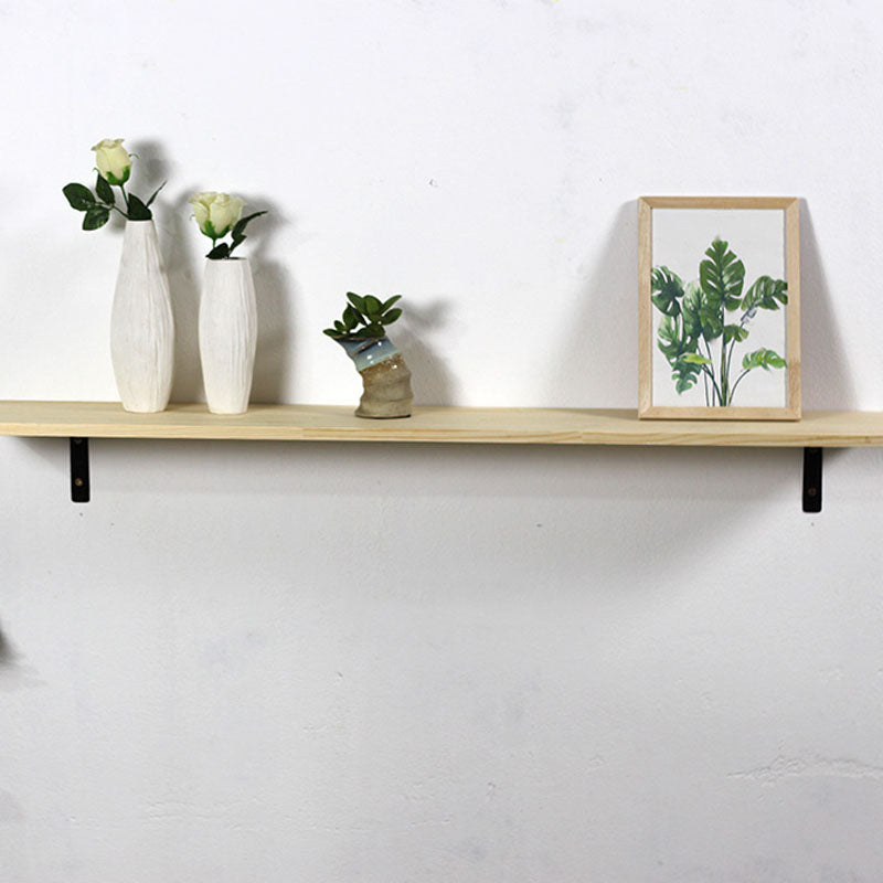 1 Shelf Floating Bookcase Natural Wood Closed Back Bookshelf