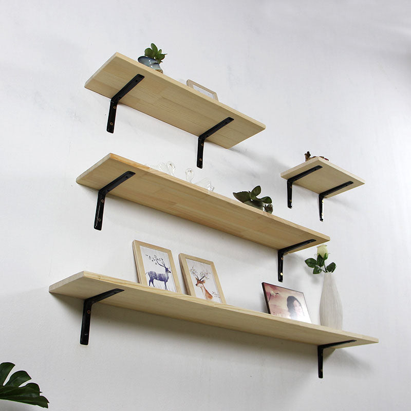 1 Shelf Floating Bookcase Natural Wood Closed Back Bookshelf