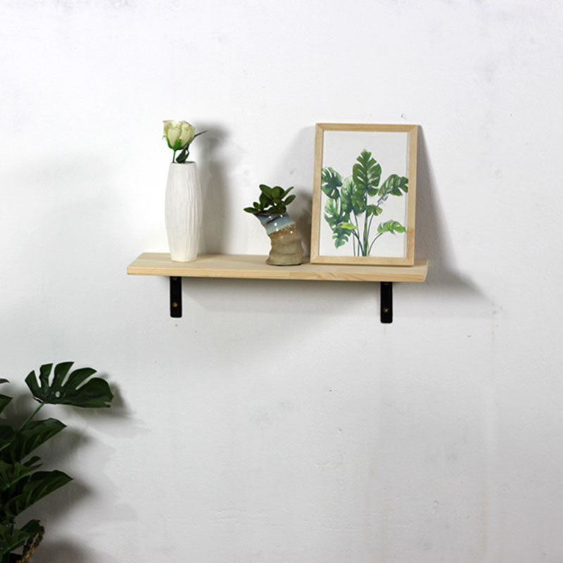 1 Shelf Floating Bookcase Natural Wood Closed Back Bookshelf