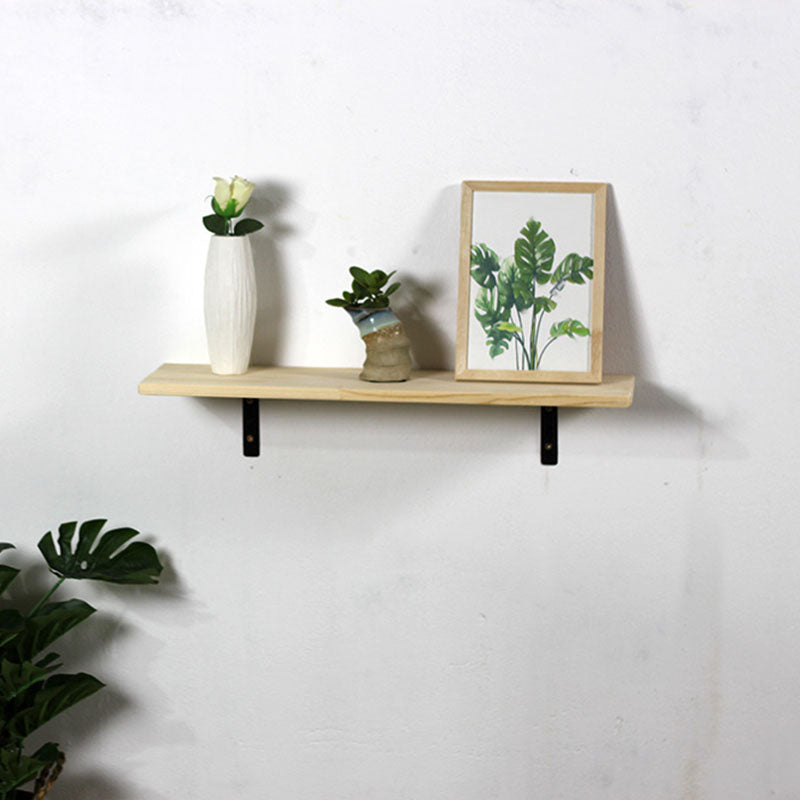 1 Shelf Floating Bookcase Natural Wood Closed Back Bookshelf