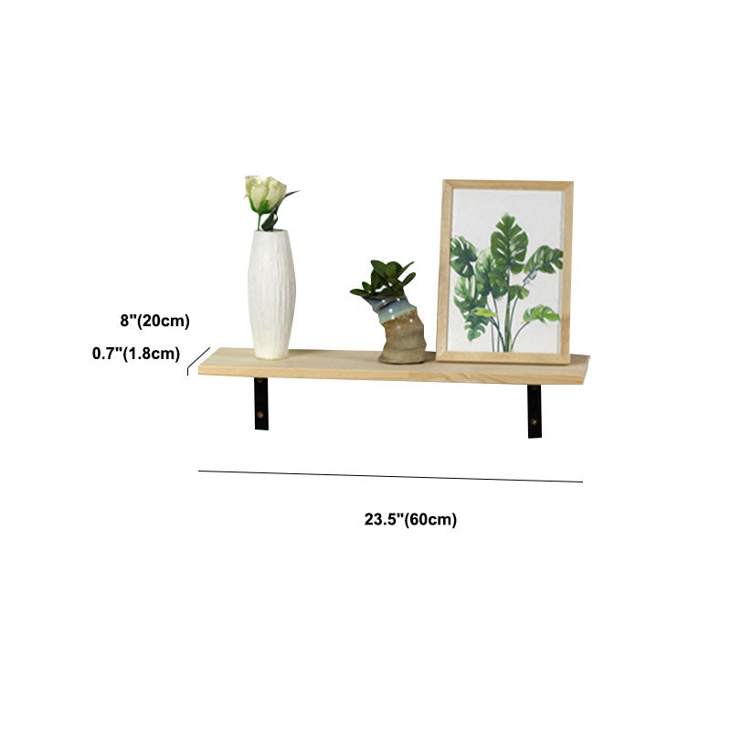 1 Shelf Floating Bookcase Natural Wood Closed Back Bookshelf