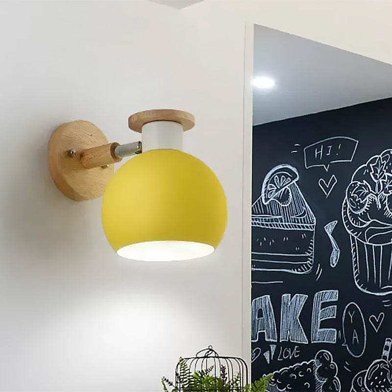 Circle Study Room Wall Sconce Metal Modern Style 1 Light Candy Colored Wall Light