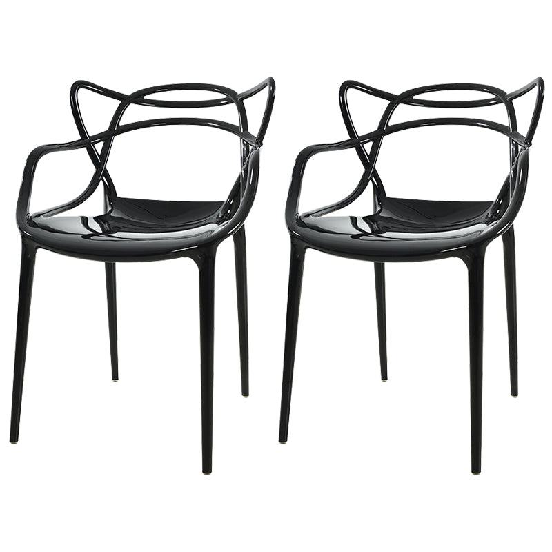 Scandinavian Arm Dining Chairs Plastic Low Back Dining Side Chair