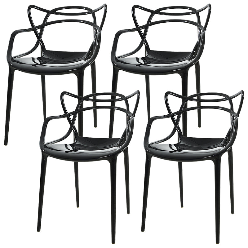 Scandinavian Arm Dining Chairs Plastic Low Back Dining Side Chair