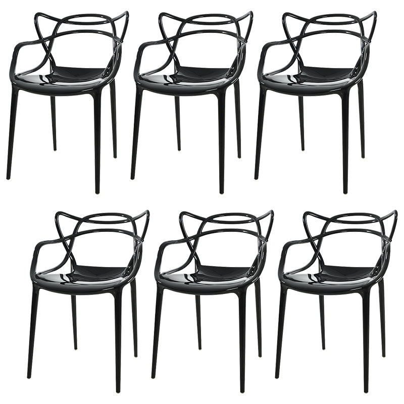 Scandinavian Arm Dining Chairs Plastic Low Back Dining Side Chair