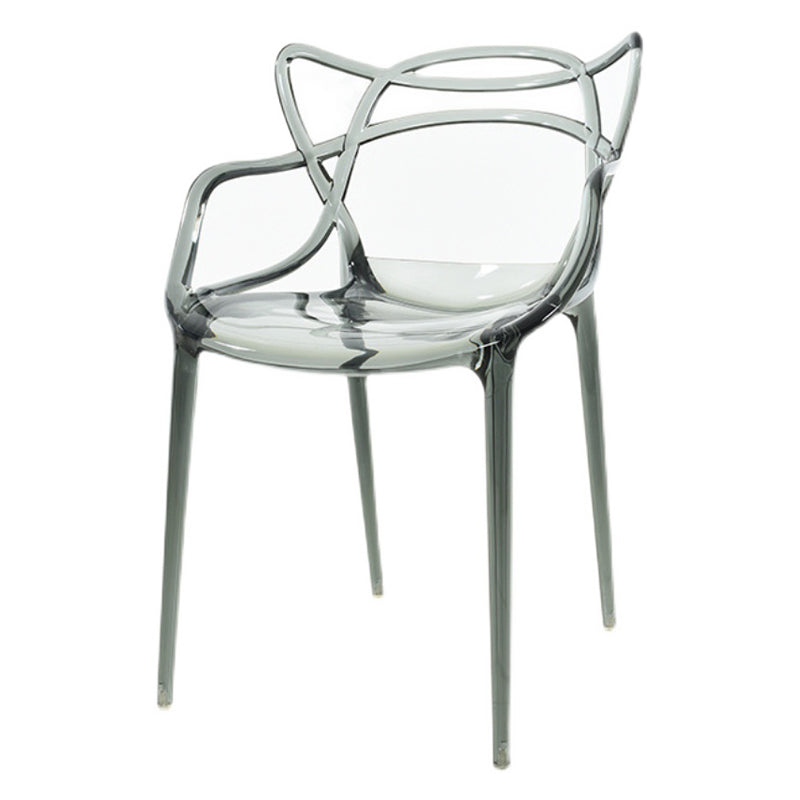 Scandinavian Arm Dining Chairs Plastic Low Back Dining Side Chair