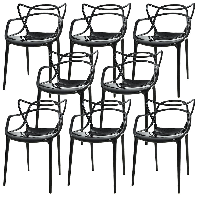 Scandinavian Arm Dining Chairs Plastic Low Back Dining Side Chair