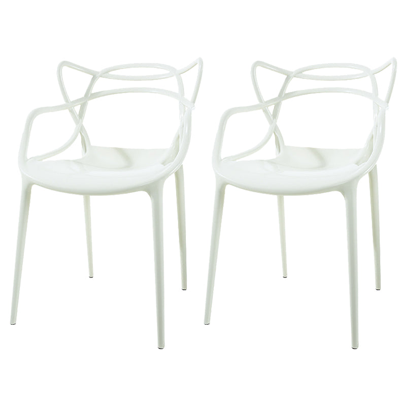 Scandinavian Arm Dining Chairs Plastic Low Back Dining Side Chair