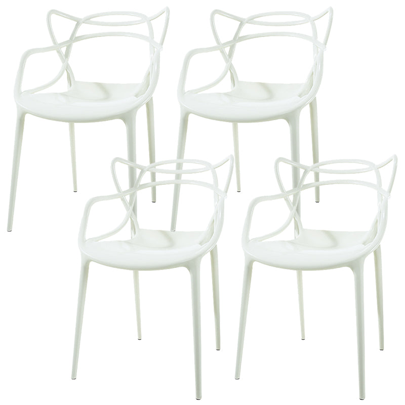 Scandinavian Arm Dining Chairs Plastic Low Back Dining Side Chair