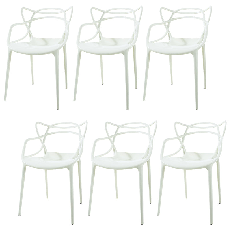 Scandinavian Arm Dining Chairs Plastic Low Back Dining Side Chair