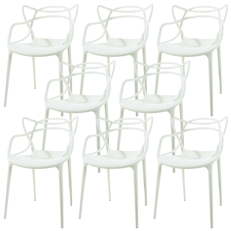 Scandinavian Arm Dining Chairs Plastic Low Back Dining Side Chair