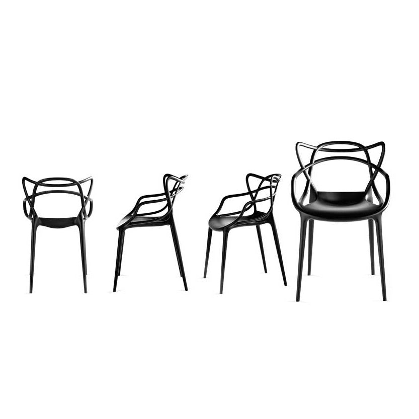 Scandinavian Arm Dining Chairs Plastic Low Back Dining Side Chair