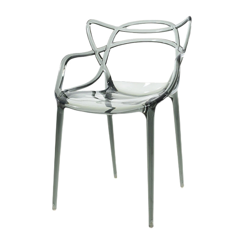 Scandinavian Arm Dining Chairs Plastic Low Back Dining Side Chair