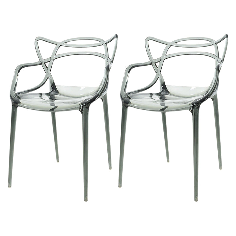 Scandinavian Arm Dining Chairs Plastic Low Back Dining Side Chair