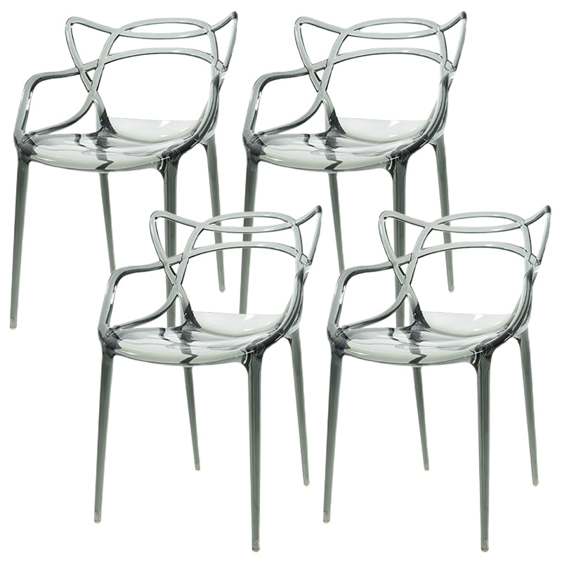 Scandinavian Arm Dining Chairs Plastic Low Back Dining Side Chair