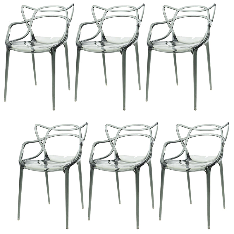 Scandinavian Arm Dining Chairs Plastic Low Back Dining Side Chair