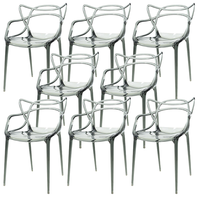 Scandinavian Arm Dining Chairs Plastic Low Back Dining Side Chair