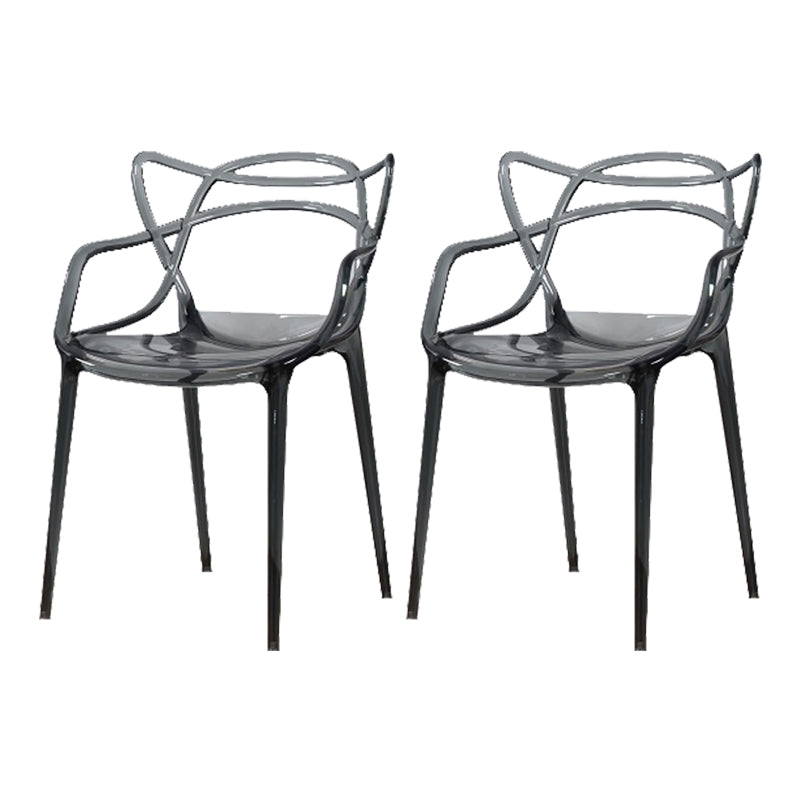 Scandinavian Arm Dining Chairs Plastic Low Back Dining Side Chair