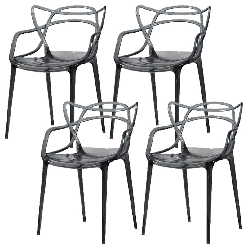 Scandinavian Arm Dining Chairs Plastic Low Back Dining Side Chair