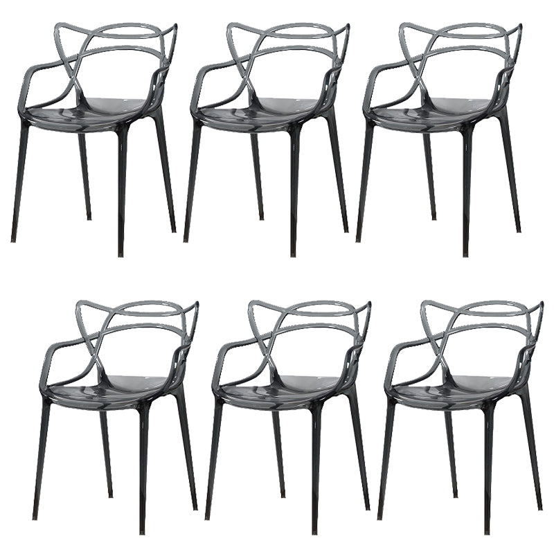 Scandinavian Arm Dining Chairs Plastic Low Back Dining Side Chair