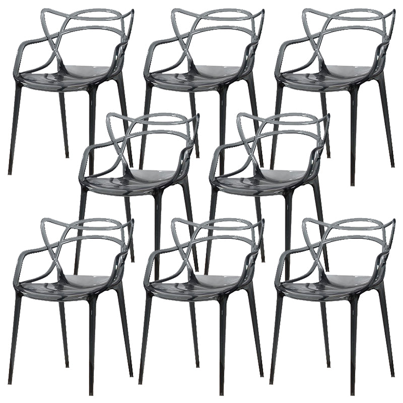 Scandinavian Arm Dining Chairs Plastic Low Back Dining Side Chair
