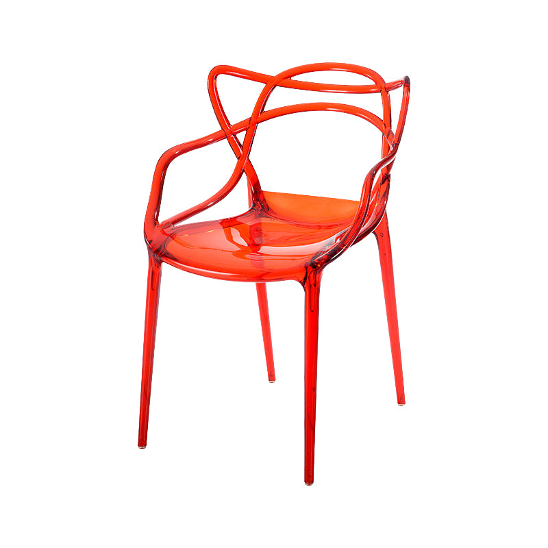 Scandinavian Arm Dining Chairs Plastic Low Back Dining Side Chair