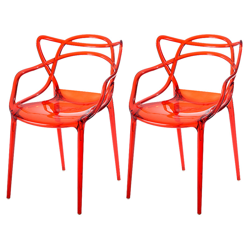 Scandinavian Arm Dining Chairs Plastic Low Back Dining Side Chair