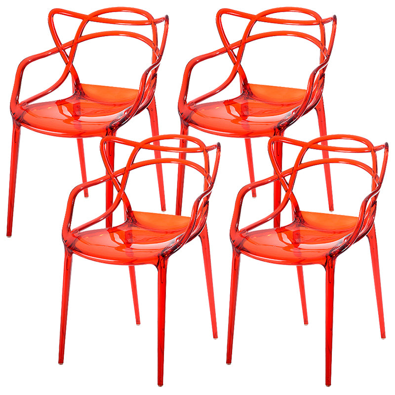 Scandinavian Arm Dining Chairs Plastic Low Back Dining Side Chair