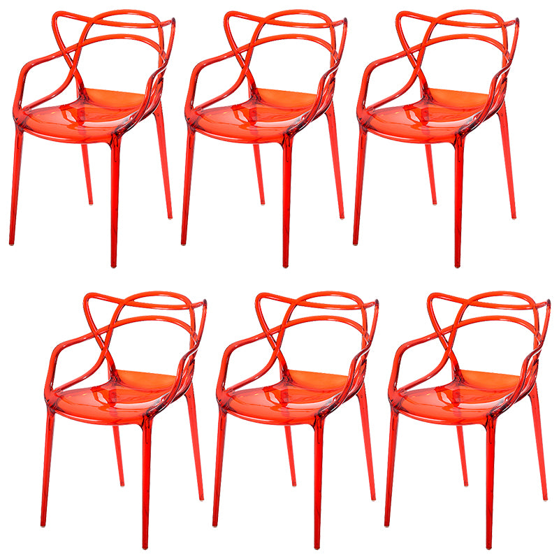 Scandinavian Arm Dining Chairs Plastic Low Back Dining Side Chair