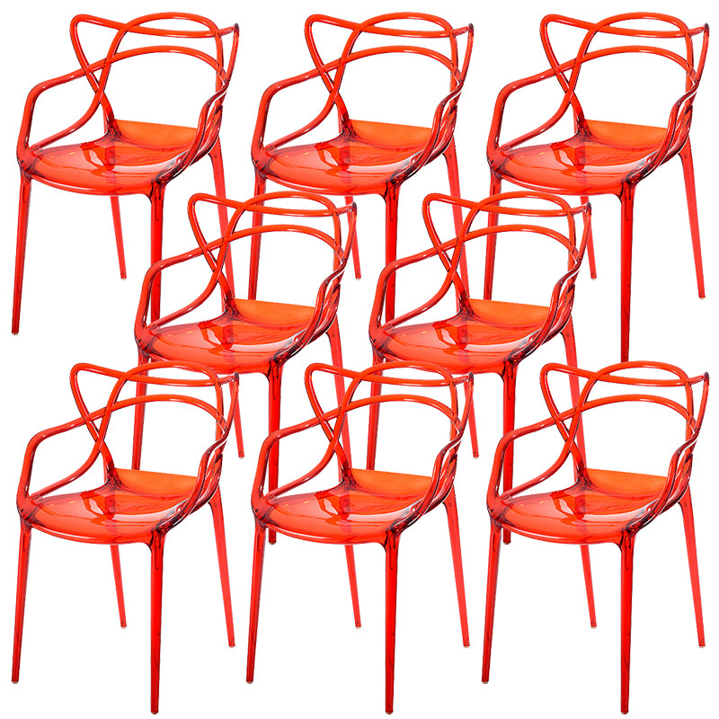 Scandinavian Arm Dining Chairs Plastic Low Back Dining Side Chair