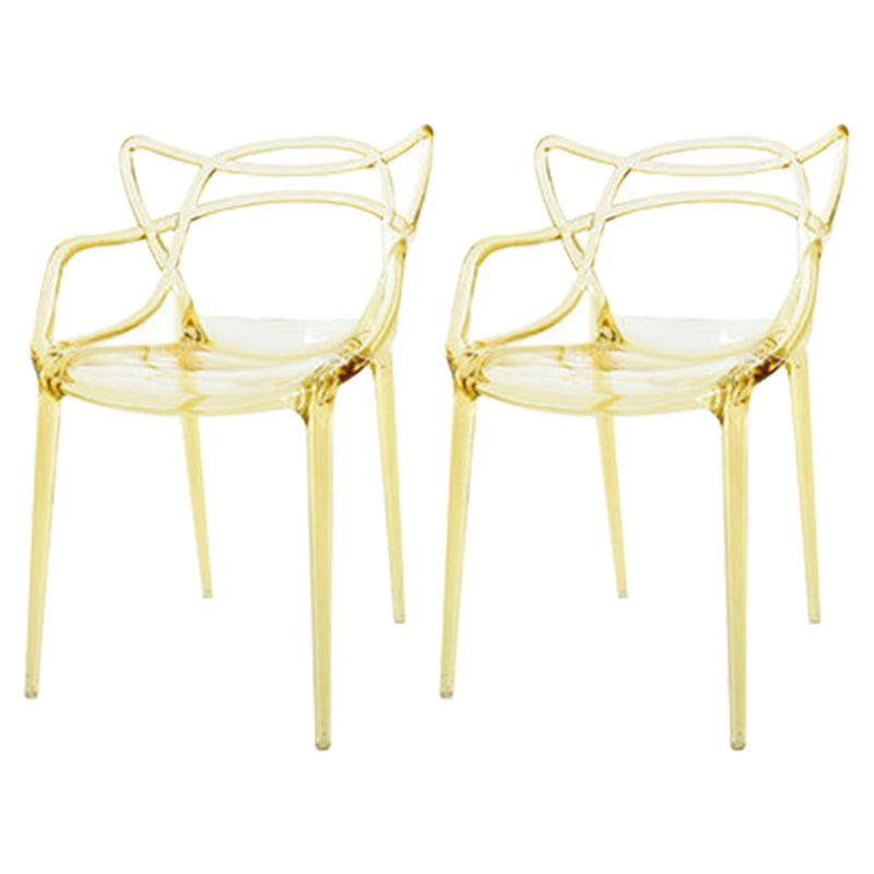 Scandinavian Arm Dining Chairs Plastic Low Back Dining Side Chair