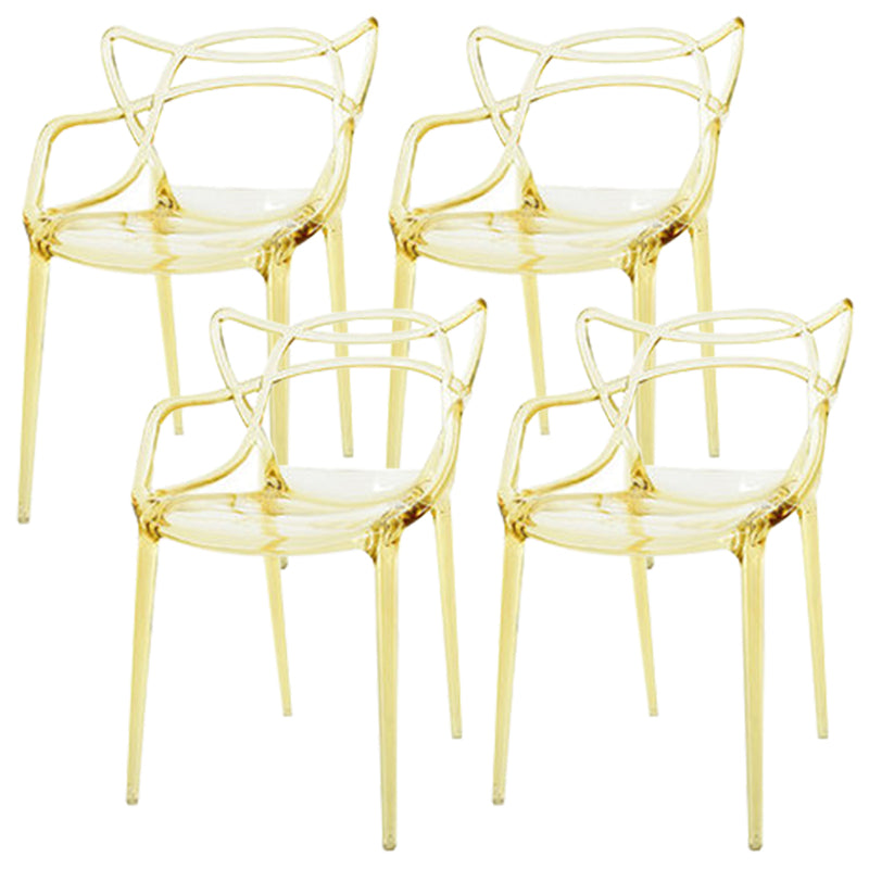 Scandinavian Arm Dining Chairs Plastic Low Back Dining Side Chair