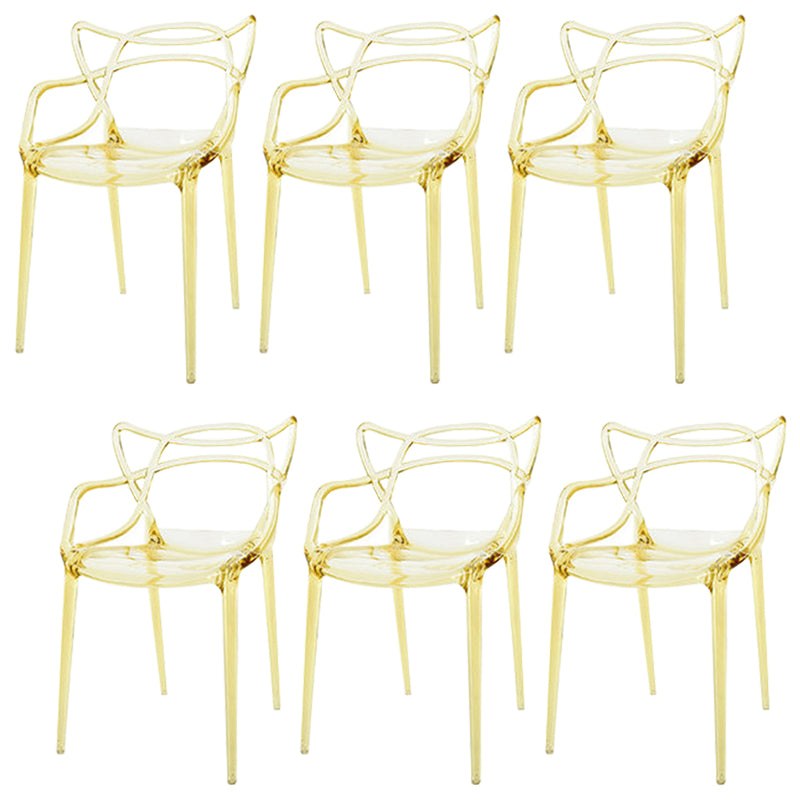 Scandinavian Arm Dining Chairs Plastic Low Back Dining Side Chair