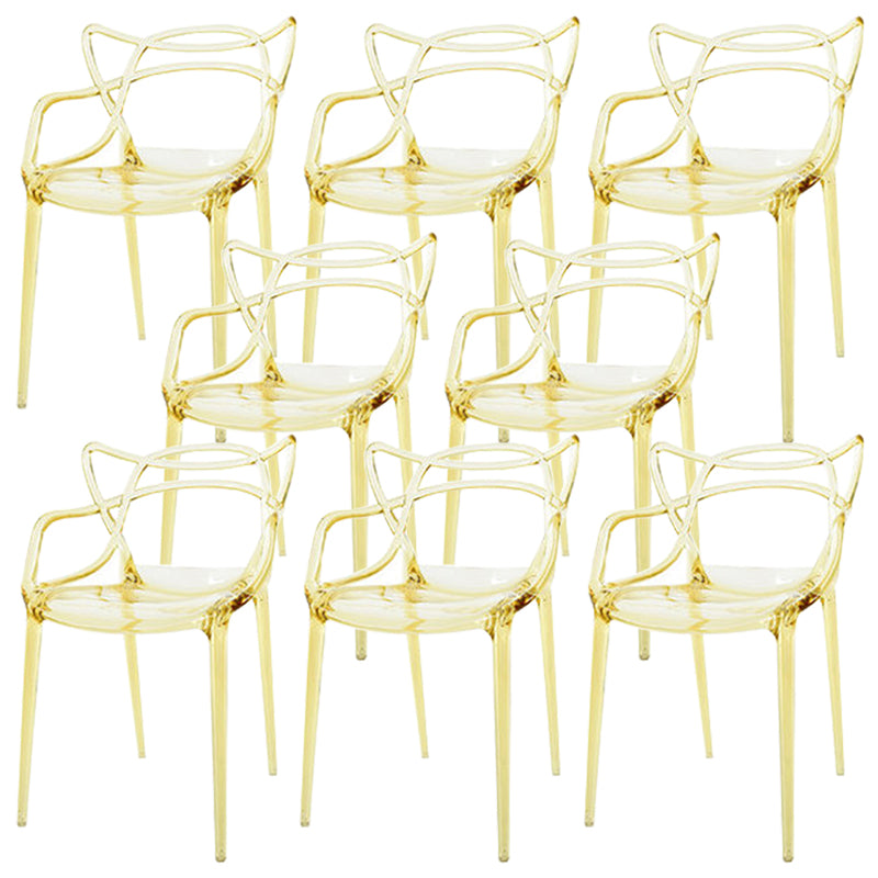 Scandinavian Arm Dining Chairs Plastic Low Back Dining Side Chair