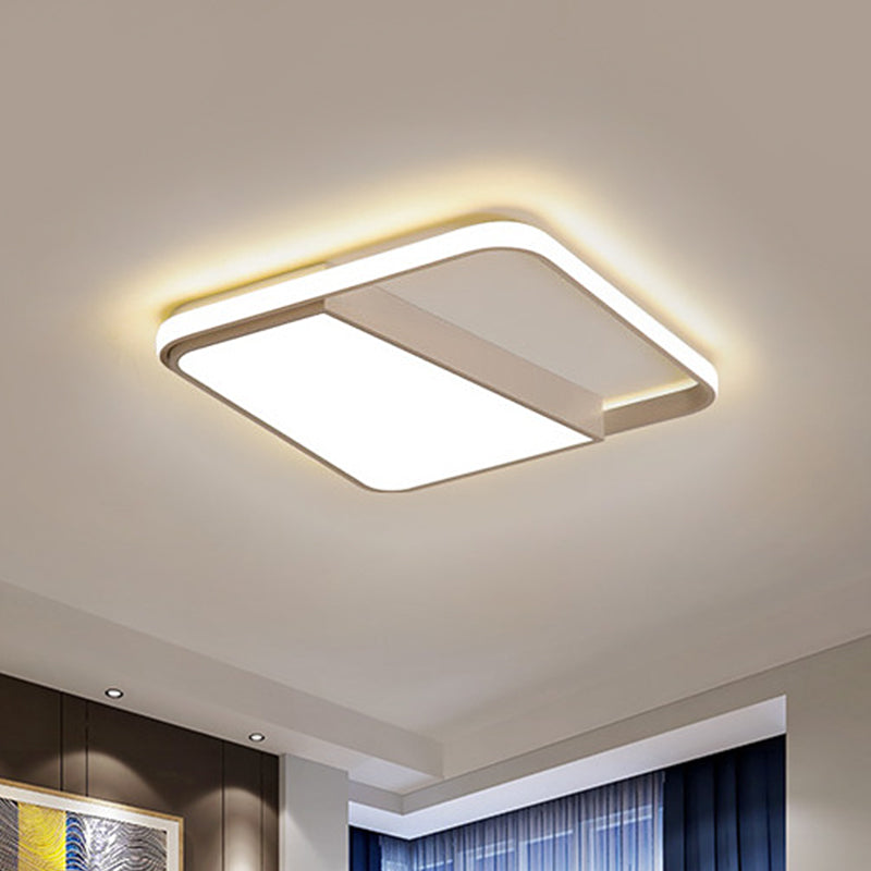 Lampada da soffitto a scatola con cornice luminosa laterale Moderna in acrilico bianco LED da incasso in luce calda/bianca/Dimmerazione continua con telecomando, 16,5"/19,5"/23,5" W