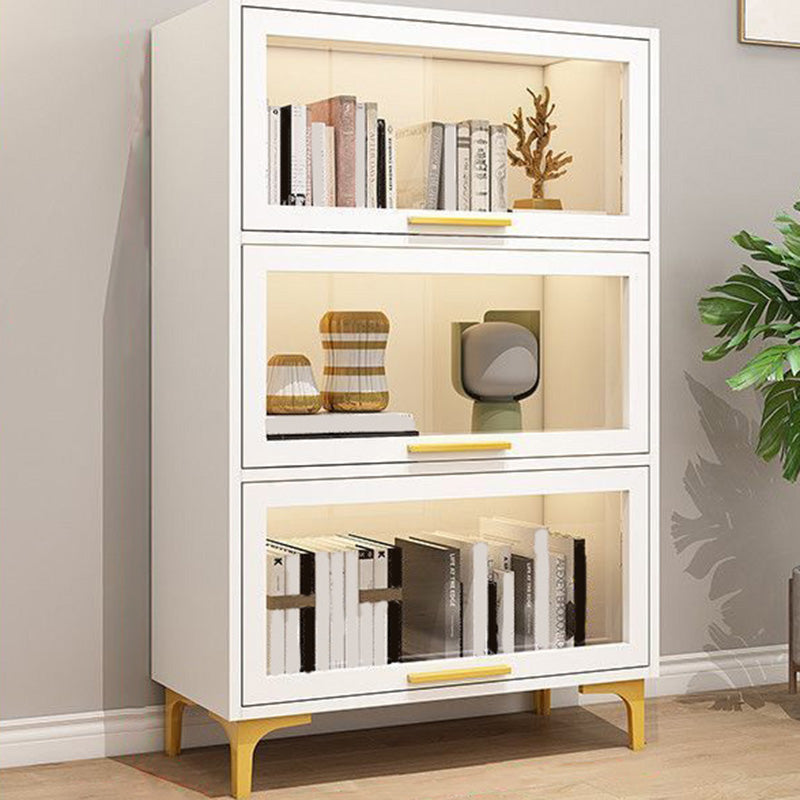 Modern Engineered Wood Bookcase White Standard Shelf with Door