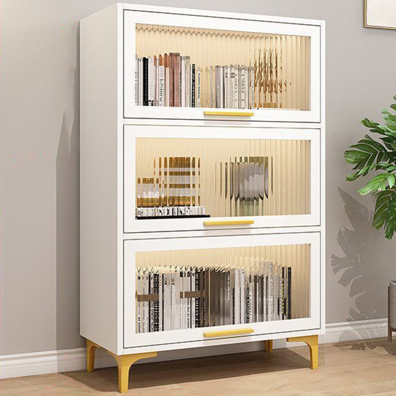 Modern Engineered Wood Bookcase White Standard Shelf with Door