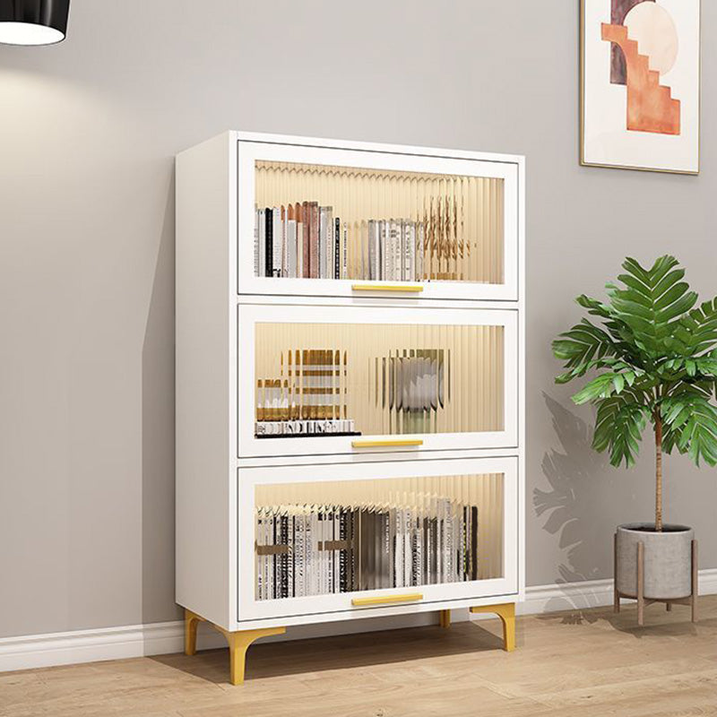 Modern Engineered Wood Bookcase White Standard Shelf with Door