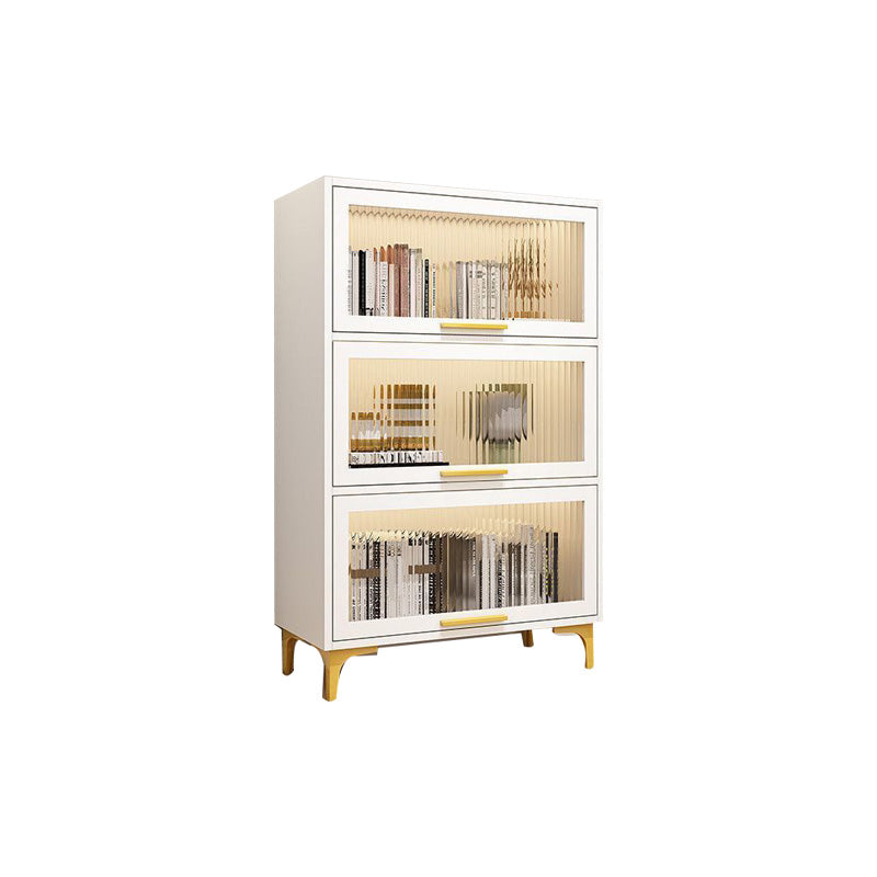 Modern Engineered Wood Bookcase White Standard Shelf with Door