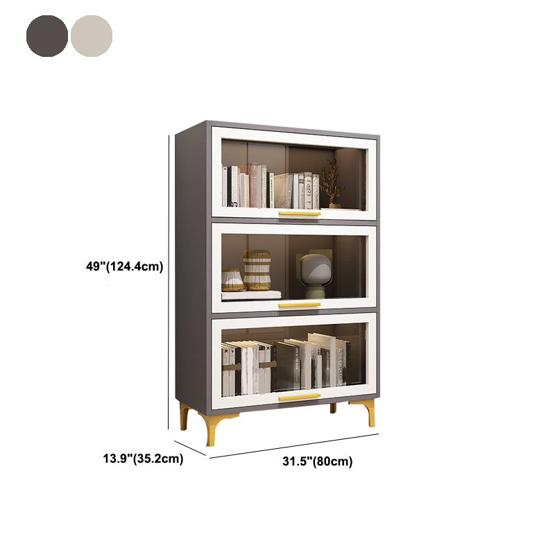 Modern Engineered Wood Bookcase White Standard Shelf with Door