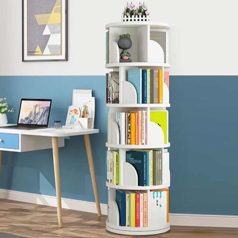 Modern White Bookcase Corner Engineered Wood Bookshelf with Rectangular Shelves